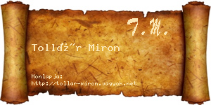 Tollár Miron névjegykártya